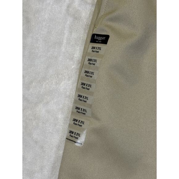 Haggar Classic Fit Cool 18 Pro Khaki Golf Dress Pants Comfort Waist 38x31 NWT - Picture 4 of 10